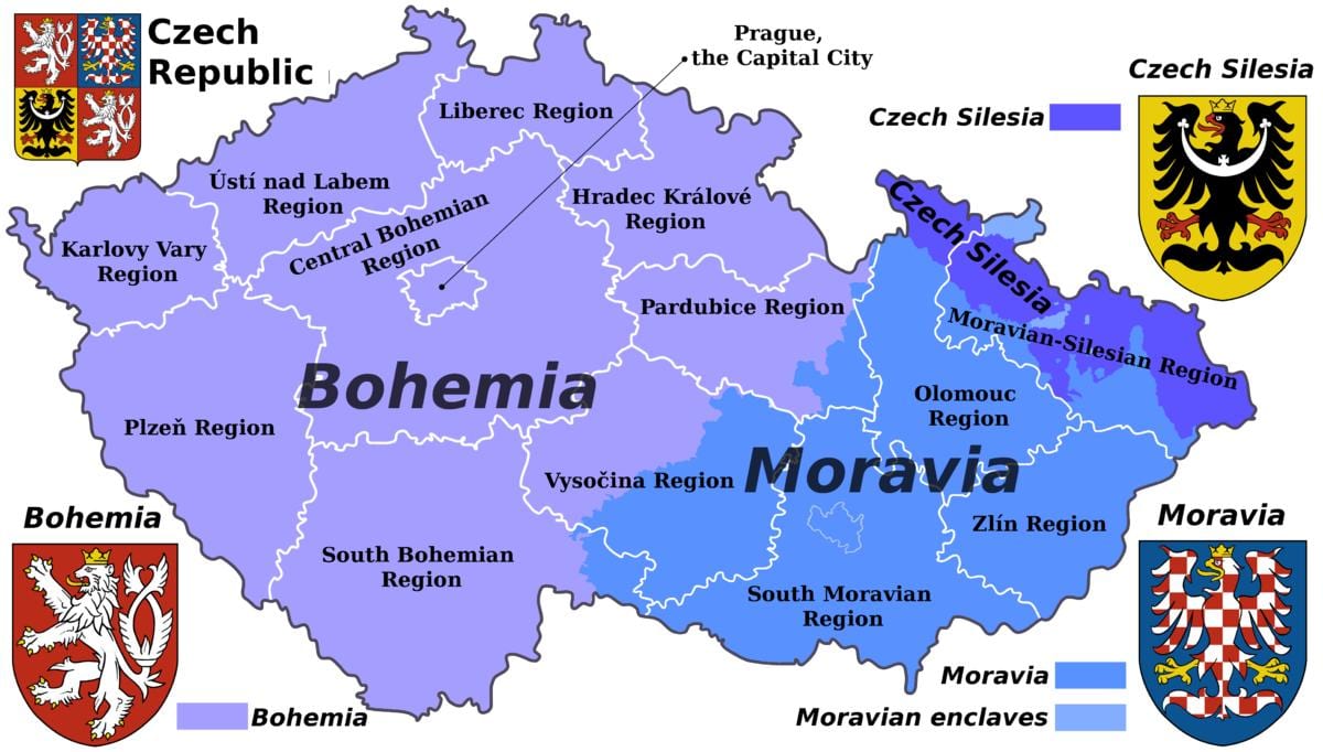 kaart van Moravië-tsjechië