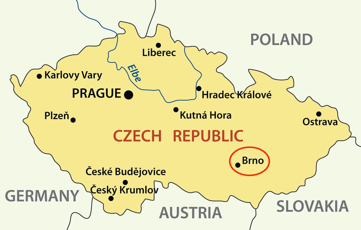 kaart van brno, tsjechische republiek
