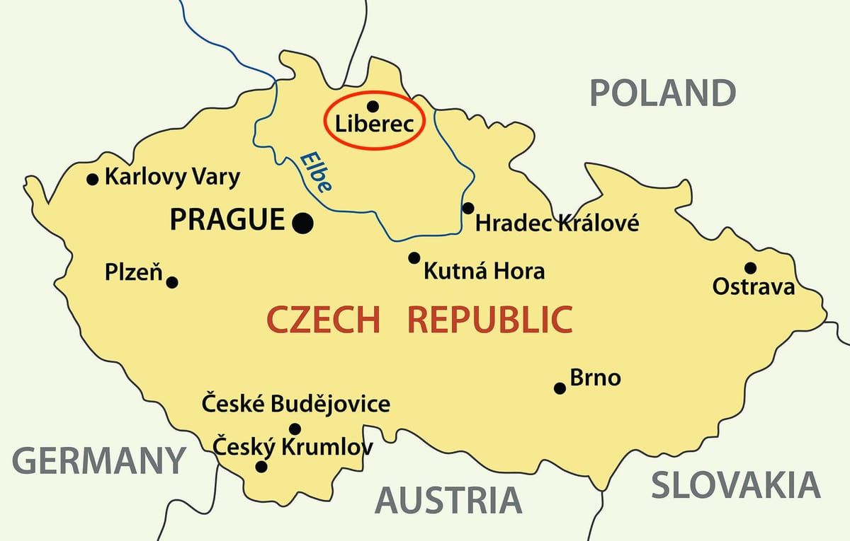 kaart van Liberec, tsjechië