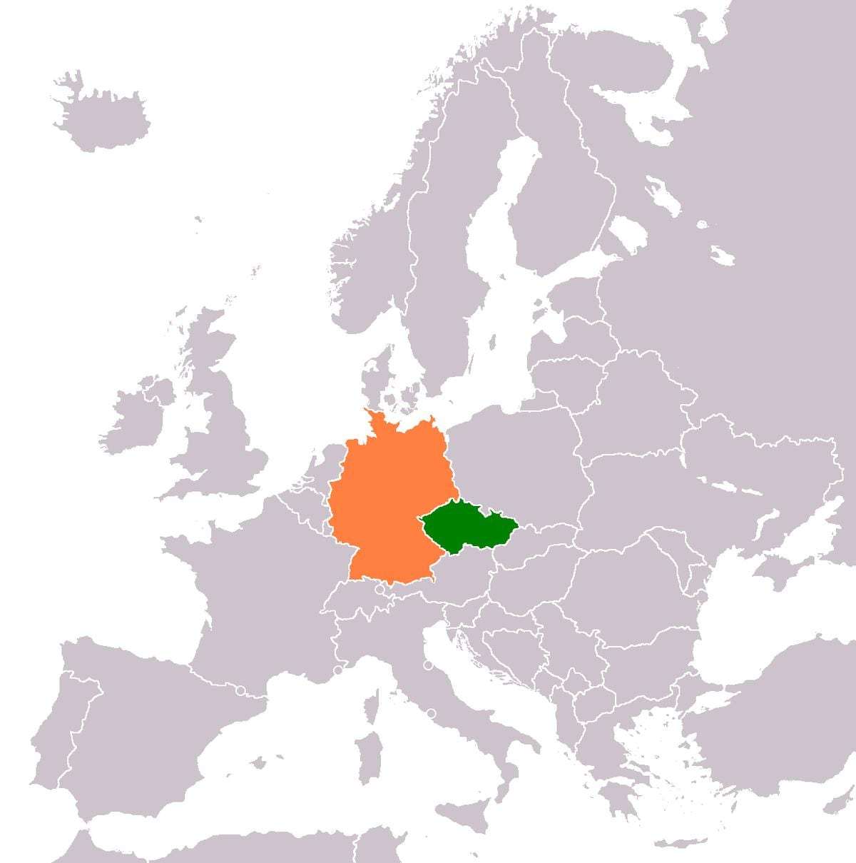 kaart van tsjechië en Duitsland