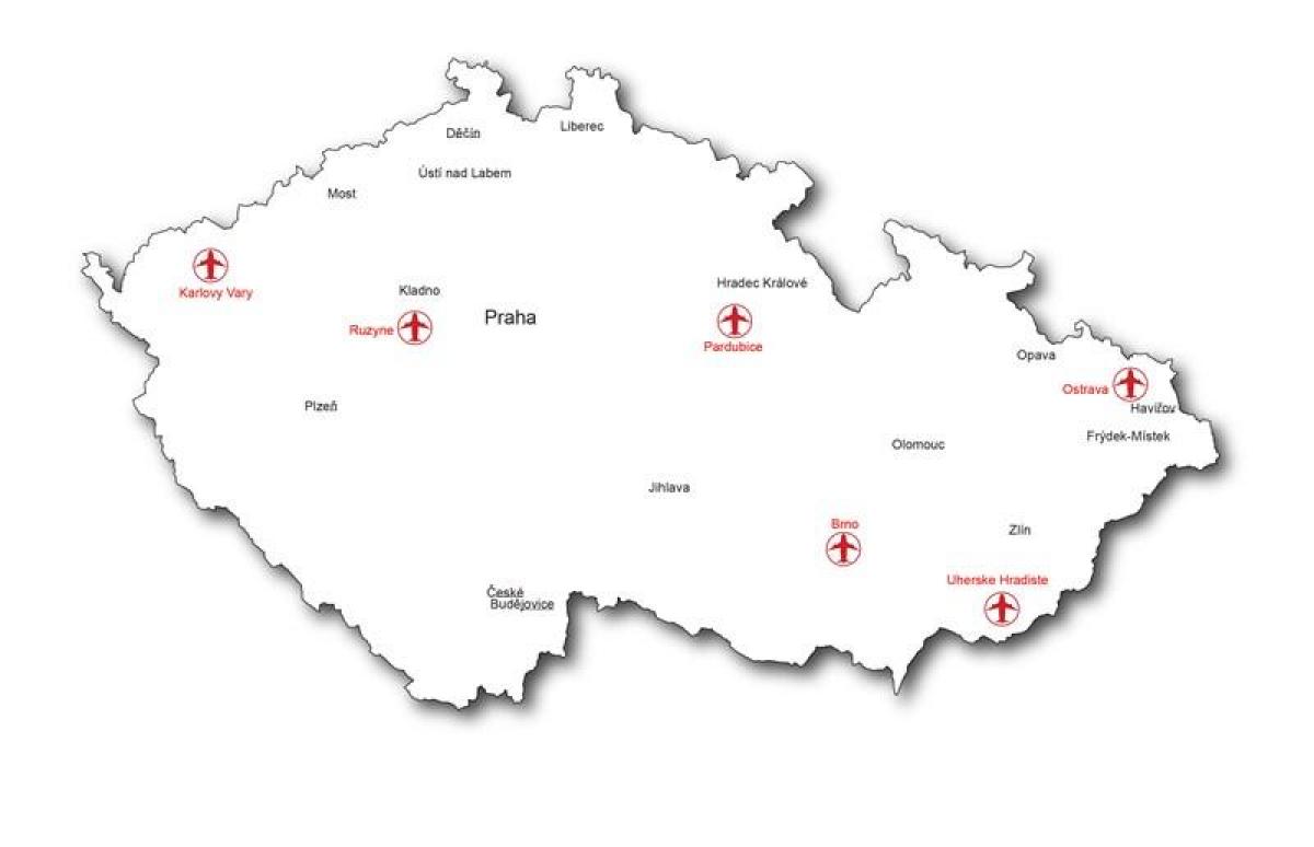 Tsjechië luchthavens kaart