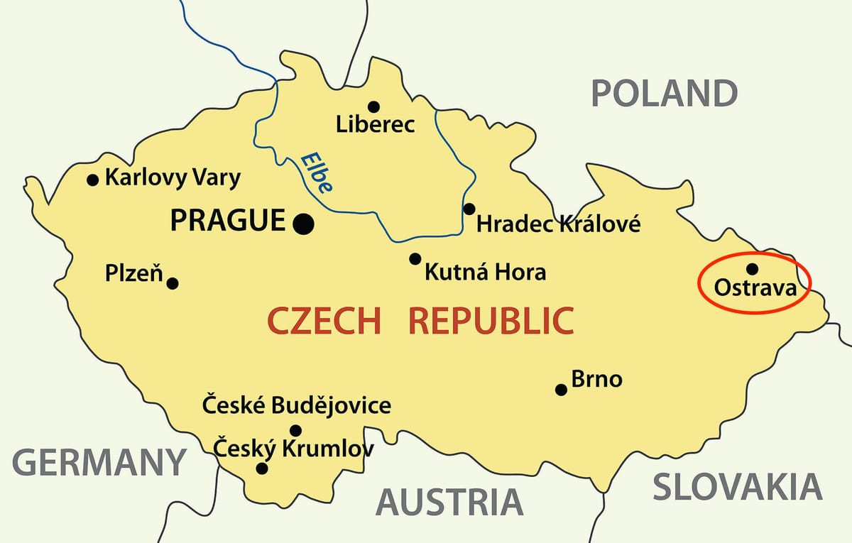 kaart van Ostrava tsjechië
