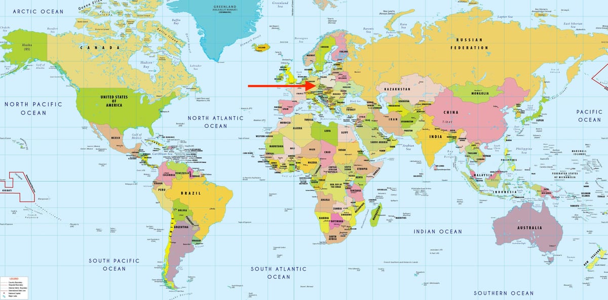Tsjechische republiek in de kaart van de wereld