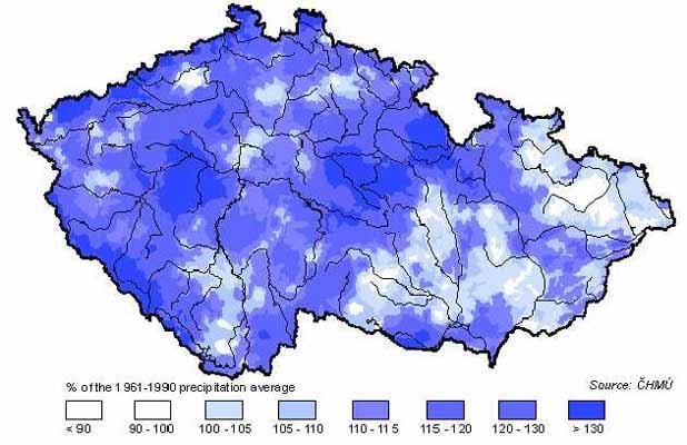Tsjechië regen kaart