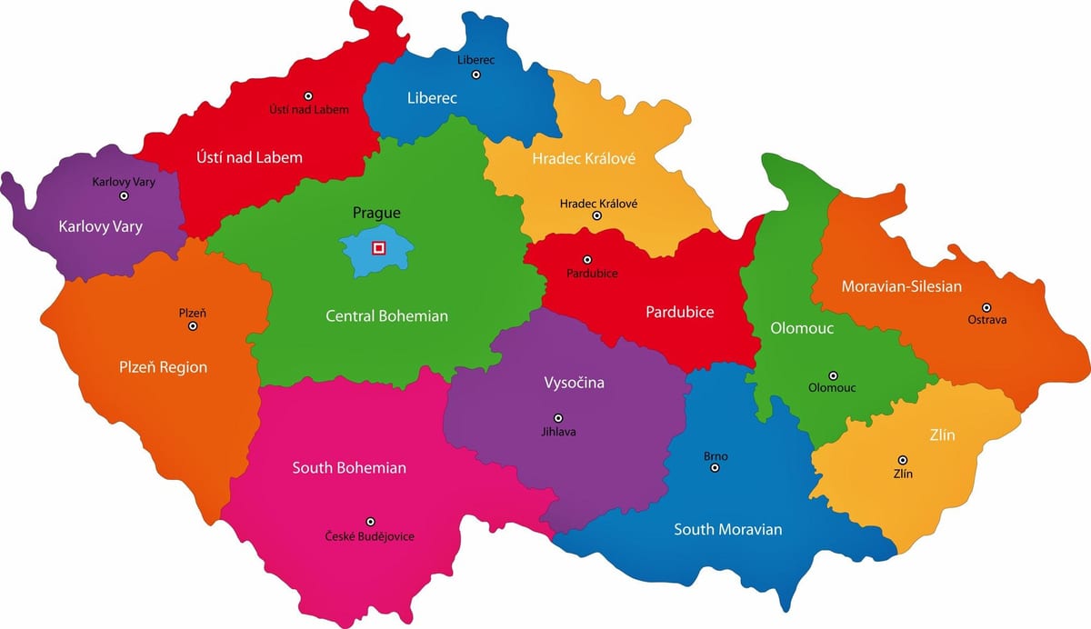 Tsjechië regio ' s in kaart
