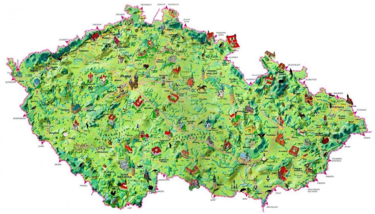 toeristische kaart van tsjechië