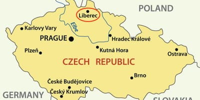 Kaart van Liberec, tsjechië