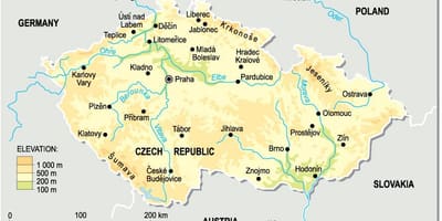 Tsjechië hoogte kaart