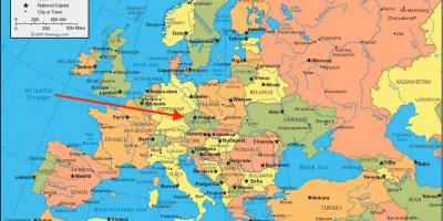 Kaart van tsjechië in Europa